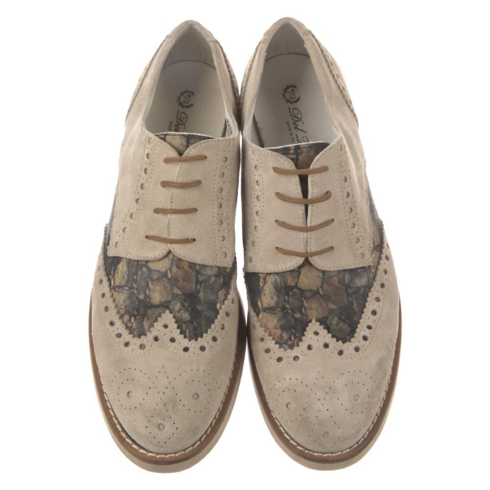 DEL TORO Suede Lasercut Accents Brogues Mens Loafers Cream Nubuck Wingtip Sz 11 - Picture 3 of 5